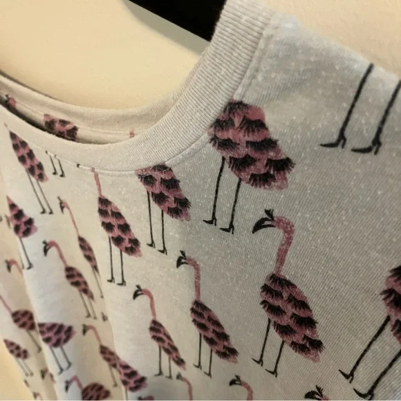 Anthropologie Kendra Dandy Flamingo Printed Tee in Gray/Grey/Pink Large - Picture 5 of 11